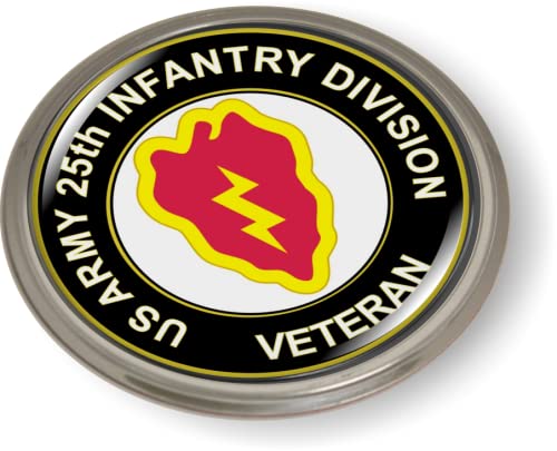 Image of 25th Infantry Division US Army Veteran CAR Emblem Badge Aluminum Bezel | Official U.S. Army Licensed Product, 3D Domed, Tropic Lightning Sticker, Semi-Flexible, made by BestLicensePlateFrames