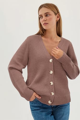 Image of Newshows Womens Fall Fashion 2024 Wool Blended Cardigan Sweater Button Down Long Sleeve Knit Outerwear Coats