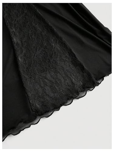 Verdusa Women's Plus Size Lace Long Skirts High Waisted Mesh Fishtail Bodycon Skirt3