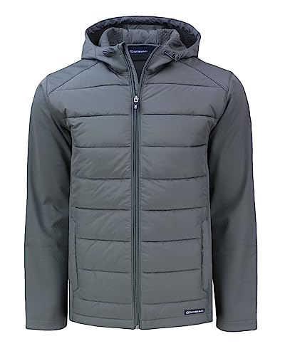 Cutter & Buck Evoke Hybrid Eco Softshell Recycled Full Zip Mens Big & Tall Hooded Jacket