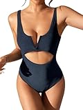 Dixperfect Women's Retro 80s/90s Inspired High Cut Low Back One Piece Swimwear Bathing Suits