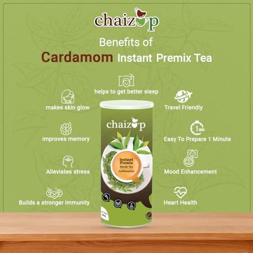 Chaizup Premium 1 Min Instant Cardamom Tea Premix - 1kg Can | Cardamom Flavours | Approx. 72 Servings | 1kg