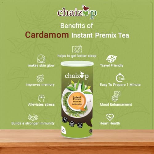 Chaizup Premium 1 Min Instant Cardamom Tea Premix - 1kg Can | Cardamom Flavours | Approx. 72 Servings | 1kg