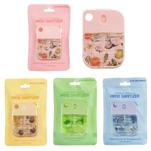 Wish Hydrating Hand Sanitizer 1.2 fl oz Black Plum vanilla Violet orchid sandalwood Sweet Guava Fresh Coconut Hydrating and Moisturizing Bag