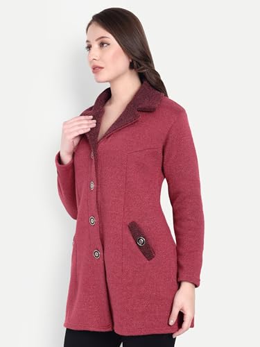 Image of Matelco Womens Woollen Collared Coat Cardigan