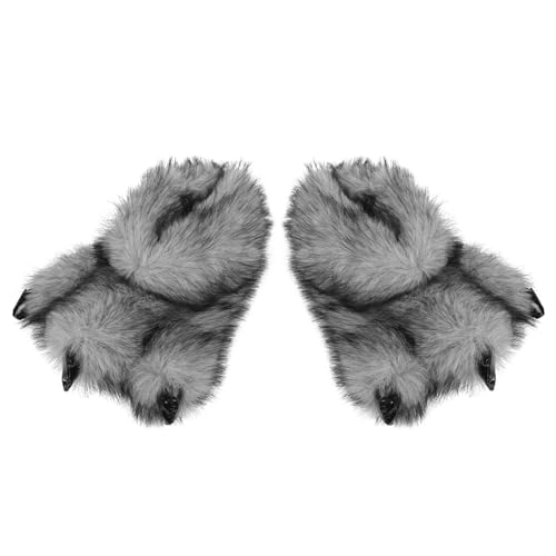 Fuzzy Faux Fur Claw Slippers Men Women Teens Animal Bear Wolf Dinosaur Paw Slippers Ankle Boots Halloween Costume Footwear Winter Thermal Padded Indoor Slip-On Slippers Shoes Foot Warmer2