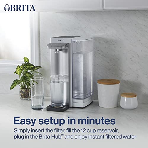 Brita Hub Instant Powerful Countertop Water Filter System, 12 Cup Water Reservoir, Includes 6 Month Carbon Block Filter, White, 87340 #TOP3