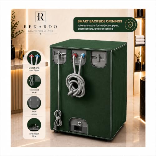 Image of REKARDO Polyvinyl Chloride (Pvc) Waterproof Semi Automatic Washing Machine Cover For (Lg - Life Good) 8.5Kg, 9Kg, 9.5Kg Model (Green) | Dust Protection | Scratch Resistant | Durable PVC | Moisture Shield | Easy Clean | Reusable | Snug Fit