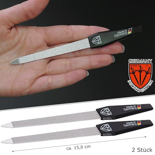 DREI SCHWERTER - Saphir Nagelfeilen Set 2+1 | Hochwertiges Nagelset für Maniküre und Pediküre, Made in Germany | Inhalt: 2x Saphir-Nagelfeile und 1x Drei-Weg-Nagelpolierer