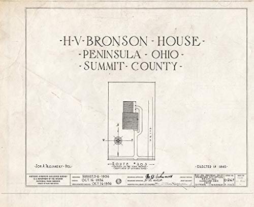 Historic Pictoric : Blueprint HABS Ohio,77-Pen,1- (Sheet 0 of 5) - H. V. Bronson House, Route 303, Peninsula, Summit County, OH 14in x 11in