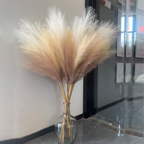 Image of 38 inch 10 Stems Faux Pampas Grass Tall Decor for Floor Vase (Beige Mixed)