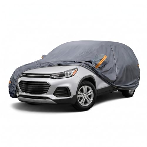 Image of Coverlex All-Weather Car Cover Custom Fit for Chevy Trax 2015-2022 | Waterproof, Heavy Duty, Cotton Liner, Paint Protection, Rain Snow UV Proof, Driver Door Zipper, Windproof Straps, Storage Bag