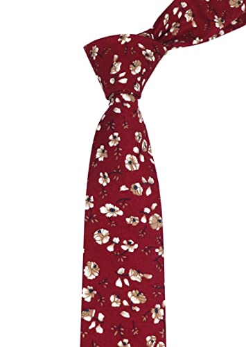 Image of Elfeves Men's Skinny Solid Color Tie Causal Cotton Linen Narrow Slim cut Necktie