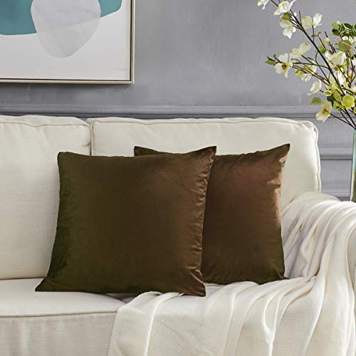 Image of GIGIZAZA Decorative Throw Pillow Covers,24 x 24 Chocolate Couch Pillow Covers,Velvet Square Cushion Covers