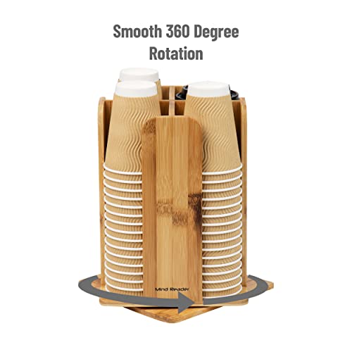 Mind Reader Bali Collection, 4-Compartment Bamboo Cup Storage Carousel, Countertop Organizer, 8"L x 8"W x 10.75"H, Brown