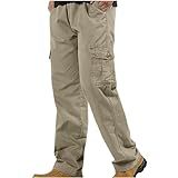 Pantalones lisos para hombre, con bolsillos casuales, pantalones de trabajo al aire libre, color liso, rectos, transpirables, pantalones largos, T-527 Gris, 5XL
