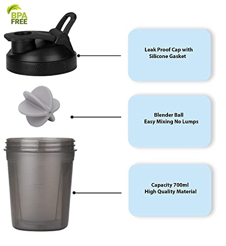 Image of Protein Mini Gym Shaker| Bottle 300ML with Blender Ball (Black) polypropylene
