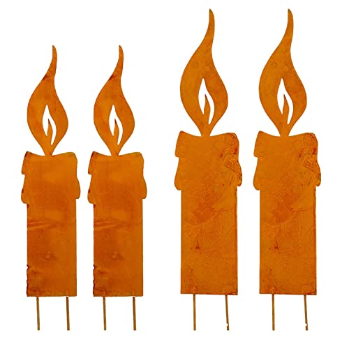 Storm's Gartenzaubereien Kerzenflamme Rost 4er Set - in 2 Größen zum Stecken in Rostoptik für die Winterdeko