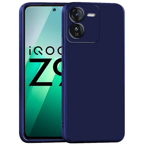 Image of Back Cover for iQOO Z9 5G | Full Camera Protection | Premium Liquid Silicon Case | Flexible Bumper Case for iQOO Z9 5G (Dark Blue)