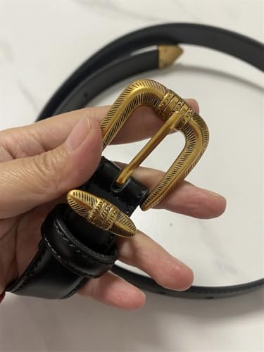 Pohullan Women Vintage Leather Dress Belts Decoration Narrow Belt4