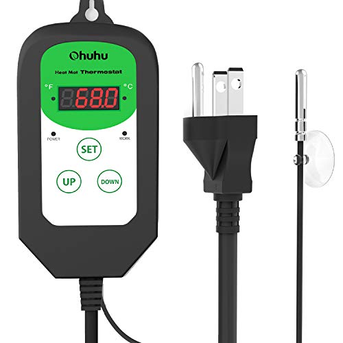 Ohuhu Digital Seedling Heat Mat Thermostat Controller for Seed Germination, Reptiles and Brewing