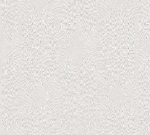 Papier peint intissé avec effet 3D blanc et gris moderne - 4