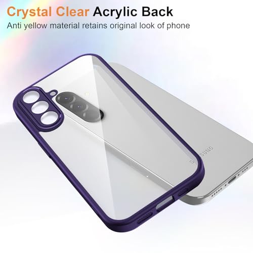Image of Kapa Hawkeye Clear Slim Tough Back Cover for Samsung Galaxy A57 5G | Camera Lens Protector Anti Yellow Shockproof Clear Hybrid Case Cover (Purple Sides)