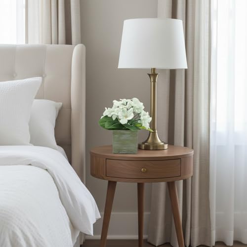 Image of KARP Artificial Potted Plants, 20Cm Height Mini White Hydrangea Flower Plant with Pots Home Decor, Indoor Artificial Ornamental Plant for Living Room, Office Desk & Bathroom, Decorative