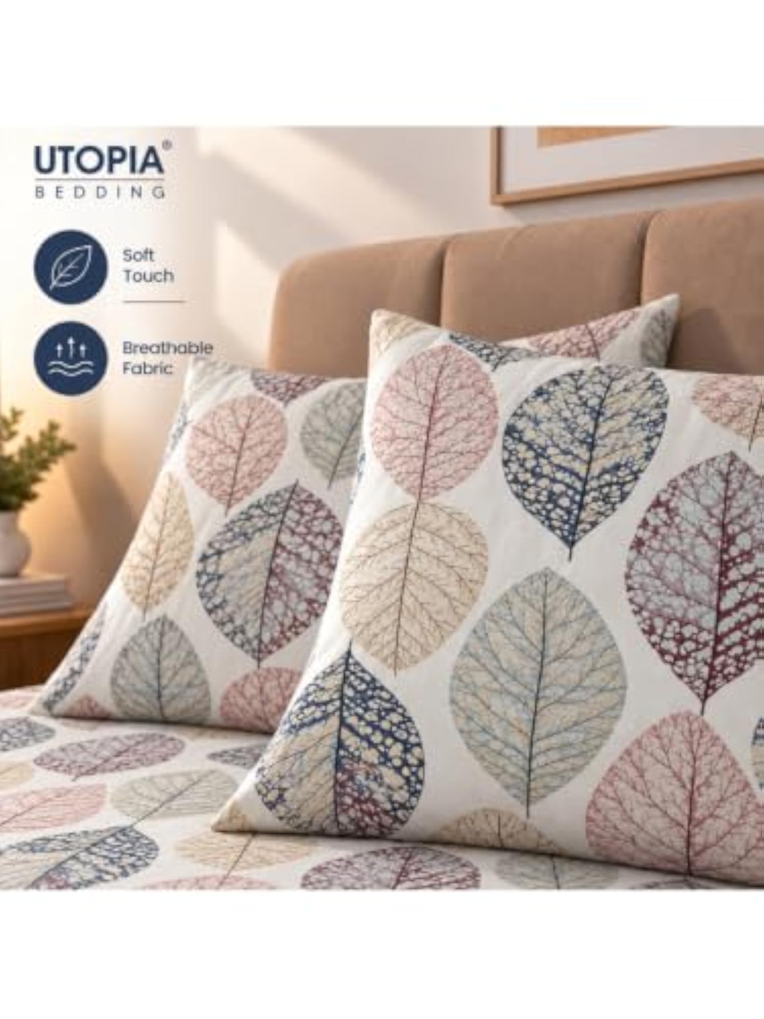 Soft Poly Cotton Floral Double Bed Bedsheet with 2 Pillow Covers