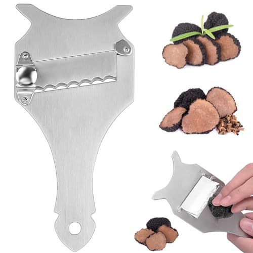 CODIRATO Affetta Tartufo Grattugia in Acciaio Inox, Affettatrice Professionale per Tartufo, Taglia Tartufo con Manico, Affettatrice Multifunzione per Cioccolato, Tartufo, Formaggio, Verdure - Argento