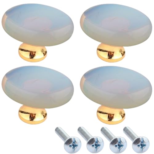 ZESLIV Lot de 4 boutons de meuble en pierre naturelle - Poignée à un trou - Bouton de tiroir - Boutons de porte d'armoire