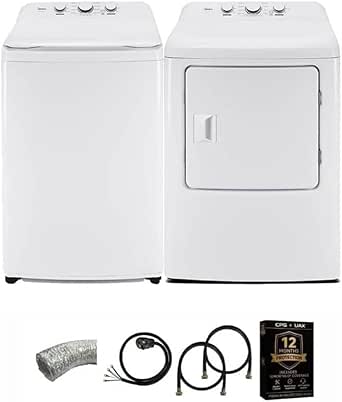 Midea White Top Load Washer and Dryer Pair, 4.1 cu ft High Efficiency Washer, 6.7 cu ft Electric Dryer, 8 Cycles, 4 Temperature Settings