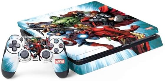 Skinit Decal Gaming Skin Compatible with PS4 Slim Bundle - Officially Licensed Marvel Avengers Attack Design