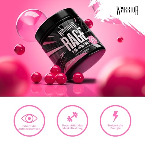 Warrior Rage Pre Workout Booster 392 g, 300 mg Koffein – Brutal Bubblegum – Ansicht 5