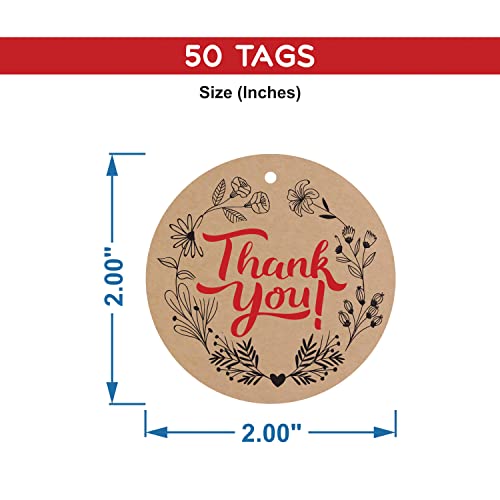 Image of Clickedin - 50 Pieces Thank You Craft Tags for Packaging with String 50 Pieces