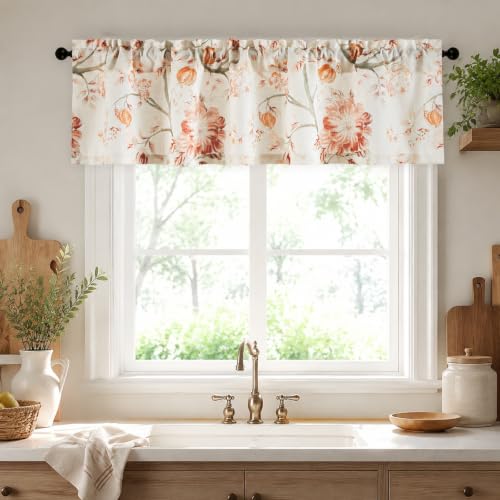 Leeva Farmhouse Floral Valance, Decorative Window Topper, 60 x 14, 1 Panel