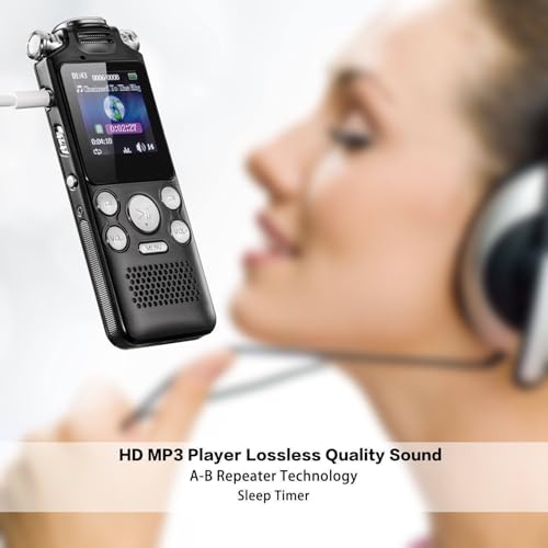 Image of Professional Digital Audio Recorder- Voice Activated with 3 Microphones| HD Noise Reduction |128GB Memory | Long Battery Life | Multi Language Support for Lectures, Meetings, and Interviews