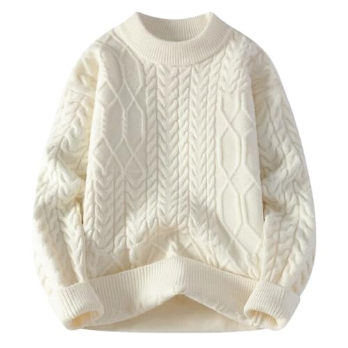 Autumn Winter Men's Knit Sweater Thick Round Neck Solid Color Knitted Pullovers Men Loose Casual Sweaters