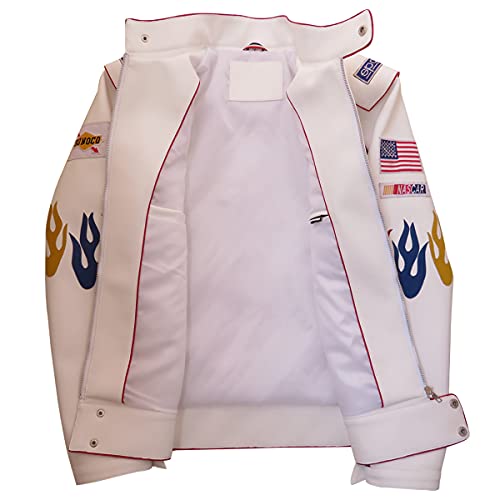 Men's Ricky Bobby Racing White Faux Leather Jacket2