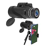 【GRAN ANGULAR】Monoculares de largo alcance, el campo de visión 7.8 le permite a este telescopio de teléfono móvil captar una vista más grande para brindar más detalles.Diámetro del ocular: 18 mm, El paquete incluye: binoculares para teléfono móvil, clip para teléfono móvil, trípode, manual, paño de limpieza, Bolsa de almacenamiento.