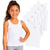 Rene Rofe Girls Tank Tops - 6 Pack 100% Cotton Scoop Neck Todddler Undershirts Classic Sleeveless Tank Tops for Girls (2T-14), Size 7-8, White