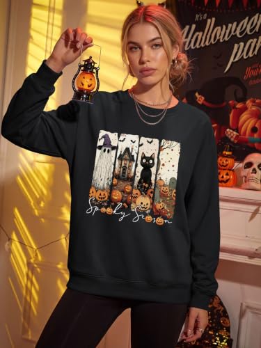 Halloween Sweatshirts Women Ghost Pumpkin Graphic Long Sleeve Shirts - image 4