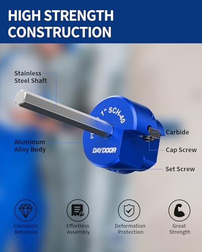 Image of DAYDOOR 1'' PVC Pipe Reamer, Plastic Pipe Fitting Reamer to Clean Leftover Pipe & Solvent Cement Residue, Fits into Standard 1 /2 inch inch Drill, for Use with Sch. 40 PVC, CPVC or ABS Fittings, xc098