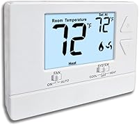 Miuputake 3001-White Non-Programmable Thermostat: Single-Stage 1 Heat/1 Cool, Easy DIY Install, Energy-Saving Digital Display