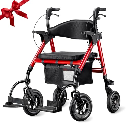 Farani 2 in 1 Walker Wheelchair Combo, Transport Chair Rollator