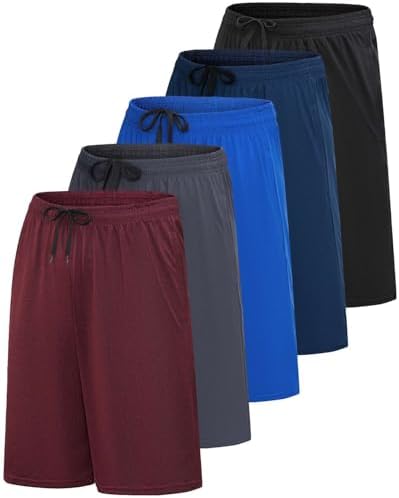 5 Pack Men's Dry Fit Basketball Shorts Gym Athletic Casual Workout Running