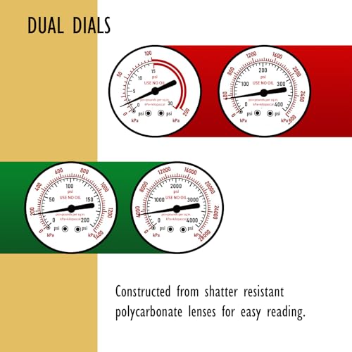 Image of Oxygen Acetylene Regulators, CGA540 and CGA510 Inlet Connection Welding Gas Gauges, Oxygen Acetylene Regulators Set for Welding Gas Cutting Torch, T-Handle