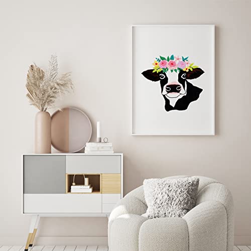 Image of Louise Maelys Cow Beginners Embroidery Kits,Cross Stitch Starter kit for Adults with Embroidery Cloth Hoop Needles Instruction and Threads | Cross Stitch Starter Kit With Cow Design, Includes Pre-Printed Fabric, Hoop, Threads, Needles And Guide. Needlepoint Kit