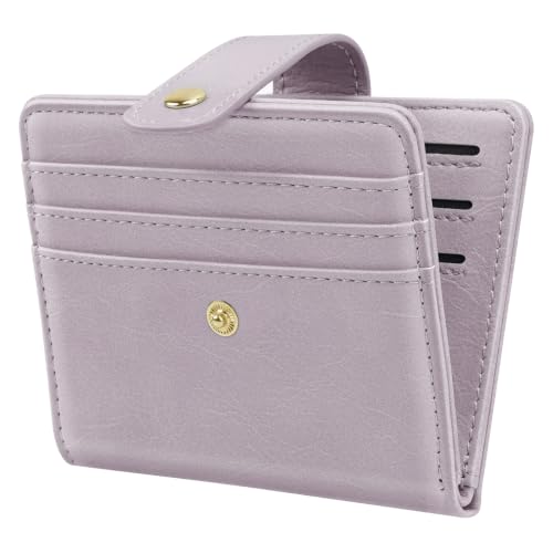 Image of Small Wallets for Women Slim Minimalist Bifold Credit Card Holder | Compact Zipper Coin Purse for Ladies RFID Blocking Mini Travel PU Leather Card Case Gifts for Mom, Purple