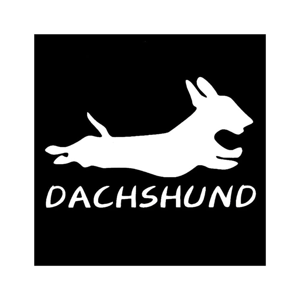 Bertdcx White Auto Accessory Car Sticker Running Animal Dachshund Dog Waterproof Vinyl Decal Car Accessories(White)